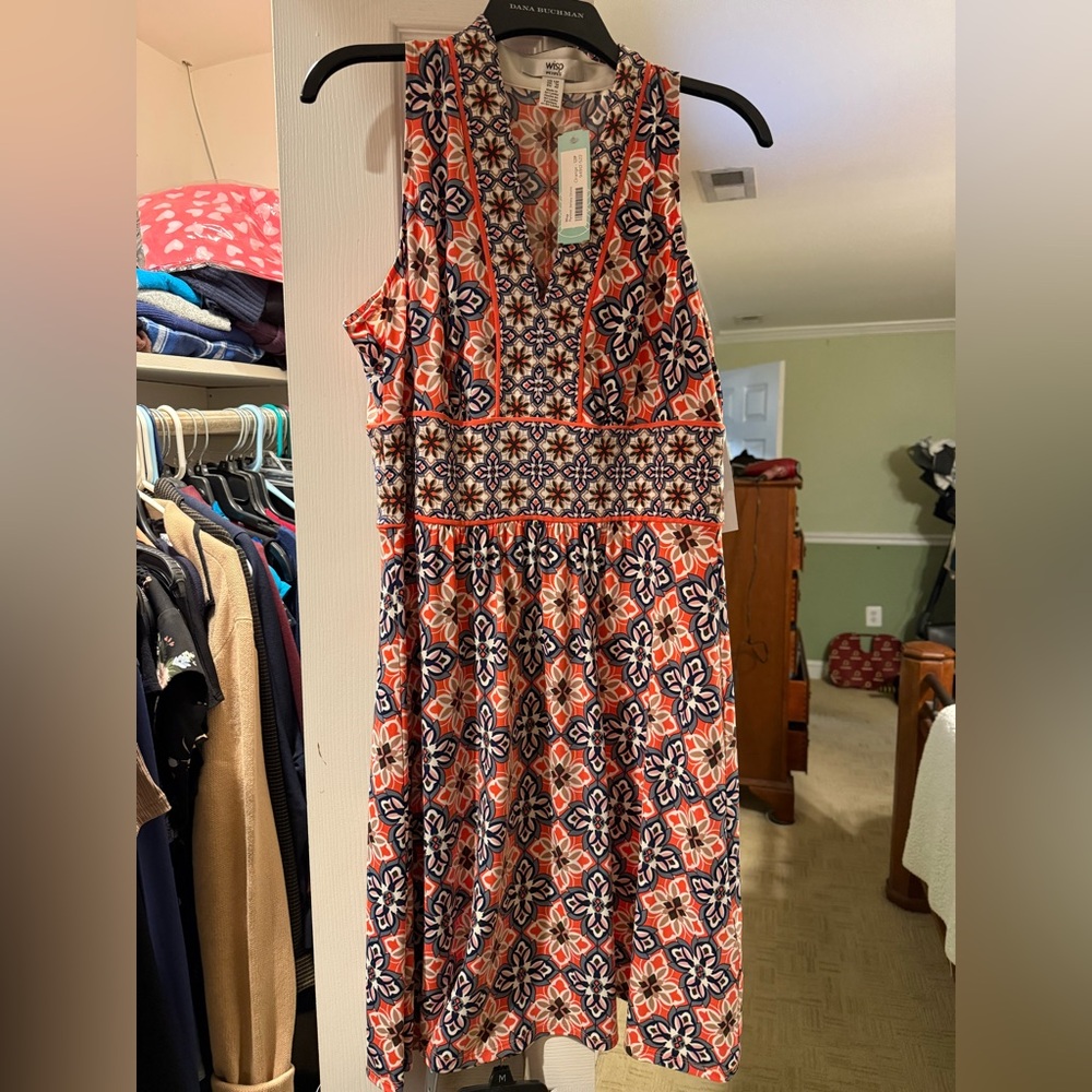 Floral Sleeveless Dress - Red and Blue